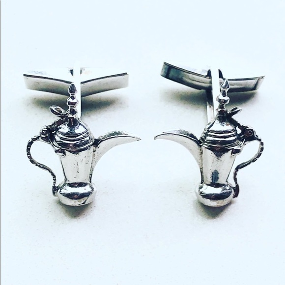 Vintage Sterling Coffee Pots Cuff Links - Picture 1 of 4